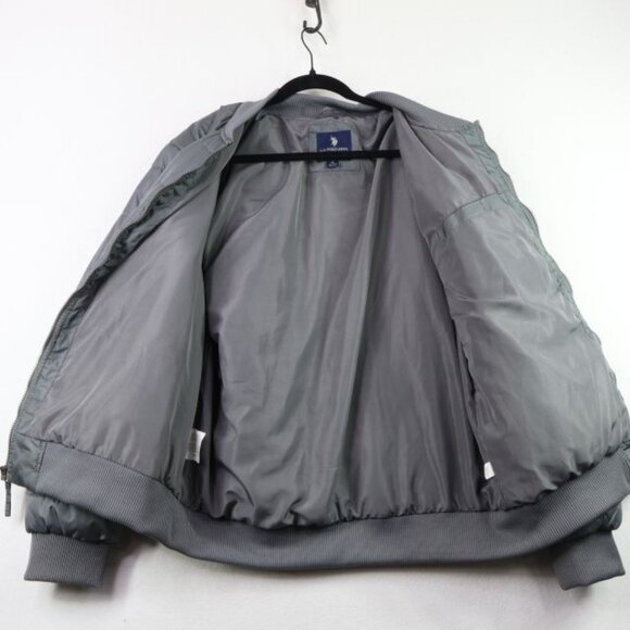 U.S. Polo Assn. Jacket Mens XL Gray Puffer Coat Ribbed Hem Streetwear - Picture 7 of 9